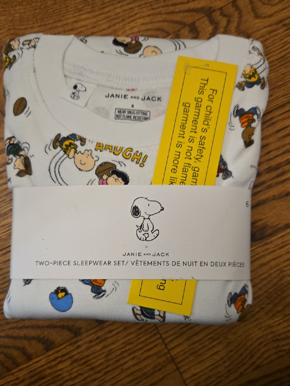 Janie and Jack White Peanuts Character Two-Piece Sleep Set